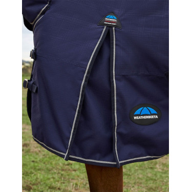 Couverture Weatherbeeta ComFiTec Prelim Turnout Combo 220g Plaid en relief bleu marine
