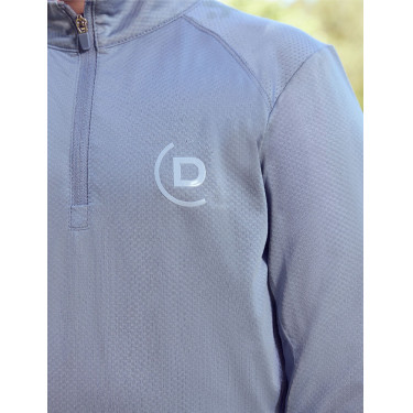 Haut d'équitation Dublin respirant manches longues enfant Brouillard bleu Haut d'équitation Dublin respirant manches longues enfant Brouillard bleu