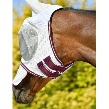 Masque anti-mouches Weatherbeeta Hybrid Seasons Blanc / bordeaux Masque anti-mouches Weatherbeeta Hybrid Seasons Blanc / bordeaux