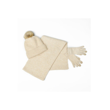 Set sjaal en muts Dublin Beige marmerkleur Set sjaal en muts Dublin Beige marmerkleur