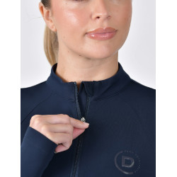 Dublin dames paardrijpolo met lange mouwen, geborsteld Marine Marineblauw