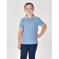 Kinderpoloshirt met korte mouwen van Dublin in piquékatoen Blauwe nevel