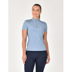 Dublin ademend damespoloshirt met korte mouwen en 1/4-ritssluiting Blauwe nevel