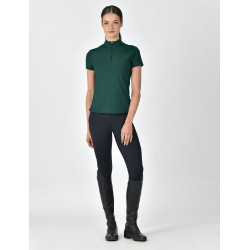 Polo manches courtes Dublin respirant fermeture à glissière 1/4 zippé femme Vert émeraude foncé