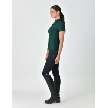 Dublin ademend damespoloshirt met korte mouwen en 1/4-ritssluiting Donkergroen smaragd