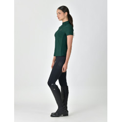 Polo manches courtes Dublin respirant fermeture à glissière 1/4 zippé femme Vert émeraude foncé