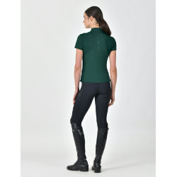 Polo manches courtes Dublin respirant fermeture à glissière 1/4 zippé femme Vert émeraude foncé