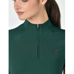 Polo manches courtes Dublin respirant fermeture à glissière 1/4 zippé femme Vert émeraude foncé
