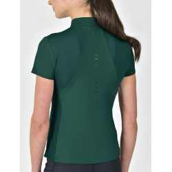 Polo manches courtes Dublin respirant fermeture à glissière 1/4 zippé femme Vert émeraude foncé