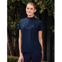 Polo manches courtes Dublin respirant fermeture à glissière 1/4 zippé femme Marine Bleu marine