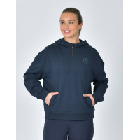 Dublin fleece-trui met capuchon, dames, 1/4-rits Marine Marineblauw