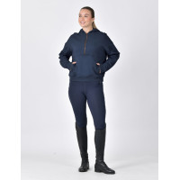 Dublin fleece-trui met capuchon, dames, 1/4-rits Marine Marineblauw