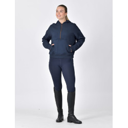 Pull-polaire Dublin capuche 1/4 zippé femme Marine Bleu marine