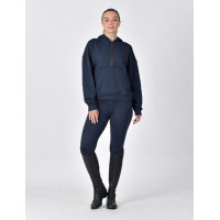 Dublin fleece-trui met capuchon, dames, 1/4-rits Marine Marineblauw