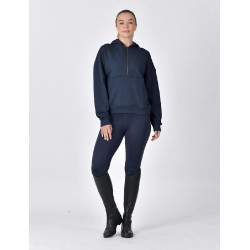 Pull-polaire Dublin capuche 1/4 zippé femme Marine Bleu marine