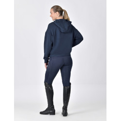 Dublin fleece-trui met capuchon, dames, 1/4-rits Marine Marineblauw