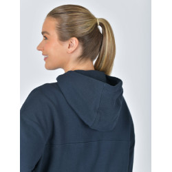 Dublin fleece-trui met capuchon, dames, 1/4-rits Marine Marineblauw