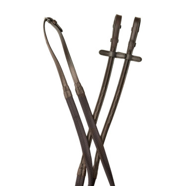 Rênes Collegiate ComFiTec Opulux Fancy bombé en caoutchouc Marron foncé
