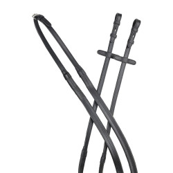 Rênes plates Collegiate ComFiTec Opulux caoutchouc Noir