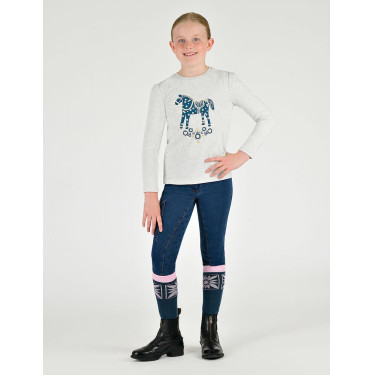 Kinder T-shirt met lange, pofmouwen Dublin Poppy Wit schimmel / Noordse pony Kinder T-shirt met lange, pofmouwen Dublin Poppy Wit schimmel / Noordse pony