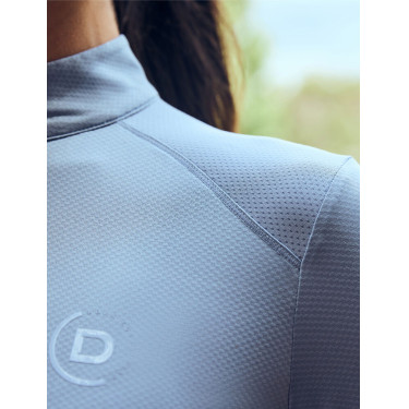 Dublin dames ademend paardrijshirt met lange mouwen Blauwe nevel Dublin dames ademend paardrijshirt met lange mouwen Blauwe nevel