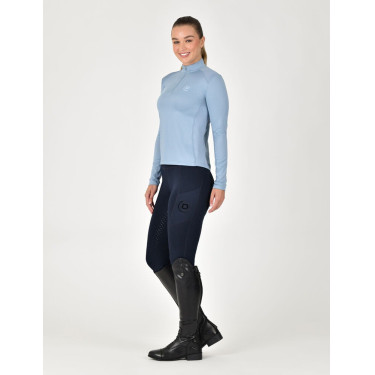 Dublin dames ademend paardrijshirt met lange mouwen Blauwe nevel Dublin dames ademend paardrijshirt met lange mouwen Blauwe nevel
