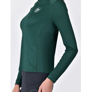 Dublin dames ademend paardrijshirt met lange mouwen Donkergroen smaragd Dublin dames ademend paardrijshirt met lange mouwen Donkergroen smaragd
