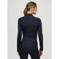 Polo d'hiver manches longues Tommy Hilfiger Equestrian 1/4 zip Beth femme Desert sky Bleu