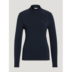 Polo d'hiver manches longues Tommy Hilfiger Equestrian 1/4 zip Beth femme Desert sky Bleu Polo d'hiver manches longues Tommy Hilfiger Equestrian 1/4 zip Beth femme Desert sky Bleu