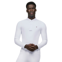 Polo de concours manches longues Tommy Hilfiger Equestrian Eaton homme Blanc optique