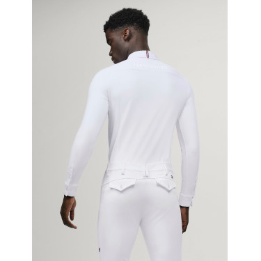 Polo de concours manches longues Tommy Hilfiger Equestrian Eaton homme Blanc optique Polo de concours manches longues Tommy Hilfiger Equestrian Eaton homme Blanc optique