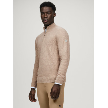Pull en cachemire Tommy Hilfiger Equestrian 1/2 zip Oakfield homme Taupe Marron