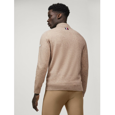 Kasjmier trui Tommy Hilfiger Equestrian 1/2 zip Oakfield heren Taupe Bruin