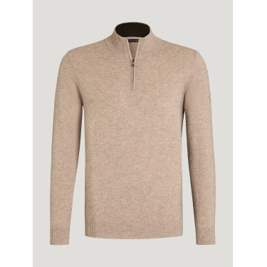 Kasjmier trui Tommy Hilfiger Equestrian 1/2 zip Oakfield heren Taupe Bruin