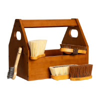 Grooming Deluxe borstelen-zadelkist van Kentucky Hout Beige