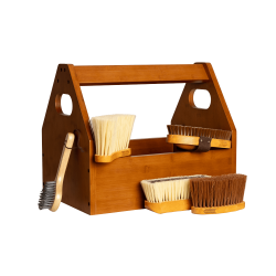 Grooming Deluxe borstelen-zadelkist van Kentucky Hout Beige
