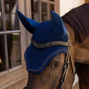 Bonnet anti-mouches Kentucky Wellington Velvet Mini Perles Marine Bleu marine