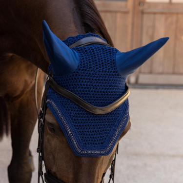 Bonnet anti-mouches Kentucky Wellington Velvet Mini Perles Marine Bleu marine