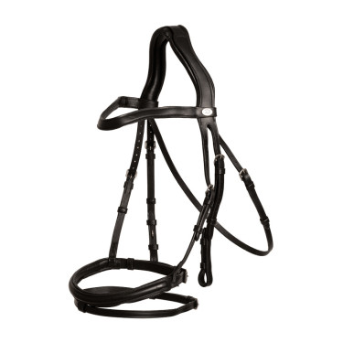 Bridon Muserolle Combinée Dy'on en Cuir Souple Noir