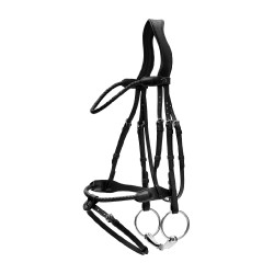 Bridon Muserolle Combinée Dy'on Tressé Rond Noir
