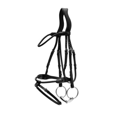Bridon Muserolle Combinée Dy'on Tressé Rond Noir