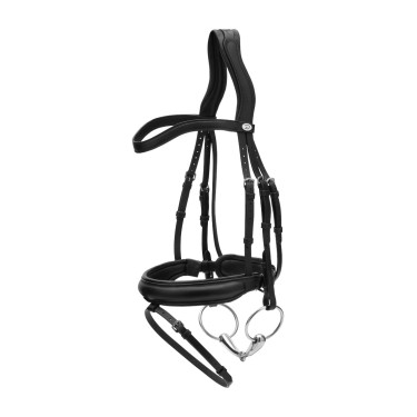Dy'on hoofdstel met middelharde neusriem van soepel leer Zwart