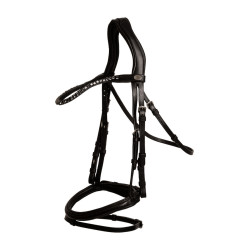 Bridon Muserolle Moyenne Combinée Cuir Souple Dy'on Noir