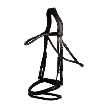 Bridon Muserolle Moyenne Combinée Cuir Souple Dy'on Noir