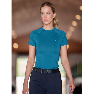 Base Layer Equestrian Stockholm Dynamic femme manches courtes Teal blue Bleu