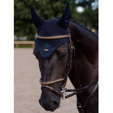 Bonnet anti-mouches Equestrian Stockholm Plaine marine or Bleu marine