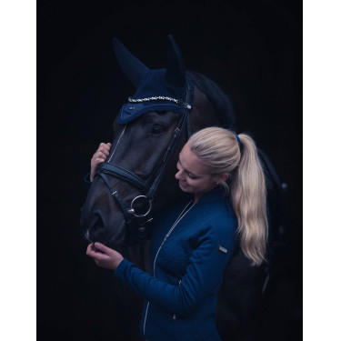 Bonnet anti-mouches Equestrian Stockholm anti-bruit Marine or Bleu