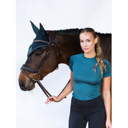 Bonnet anti-mouches Equestrian Stockholm modern Teal blue Bleu