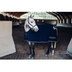 Lederen halster en lijn Equestrian Stockholm met ketting Marine Marineblauw