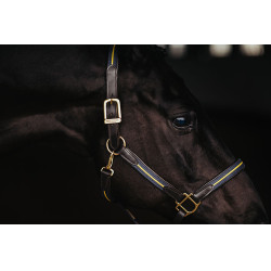 Licol et longe en cuir Equestrian Stockholm chain Nation suédoise Bleu marine